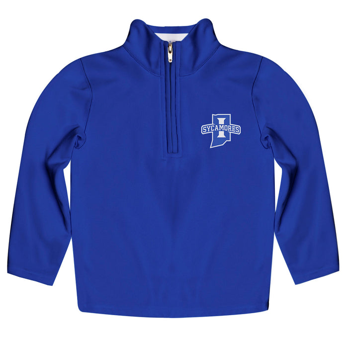 Indiana State Sycamores Vive La Fete Game Day Solid Blue Quarter Zip Pullover Sleeves