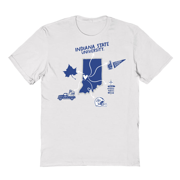 Indiana State Sycamores Hand Sketched Vive La Fete Impressions Icones Kids White T-shirt