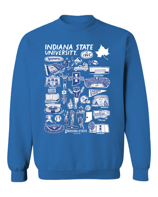 Indiana State Sycamores Vive La Fete Impressions Light Blue Cotton Crewneck Sweatshirt for Women