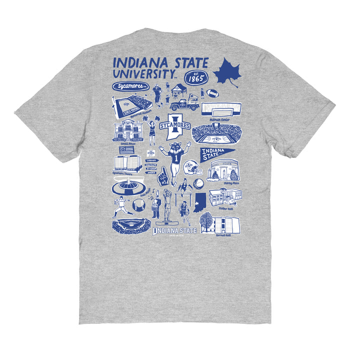 Indiana State Sycamores Vive La Fete Impressions Artwork Womens Cotton Tshirt - Vive La Fête - Online Apparel Store