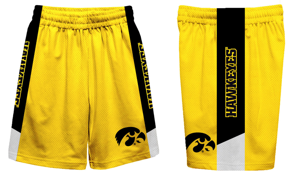 Iowa Vive La Fete Game Day Gold Stripes Boys Solid Black Athletic Mesh Short - Vive La Fête - Online Apparel Store