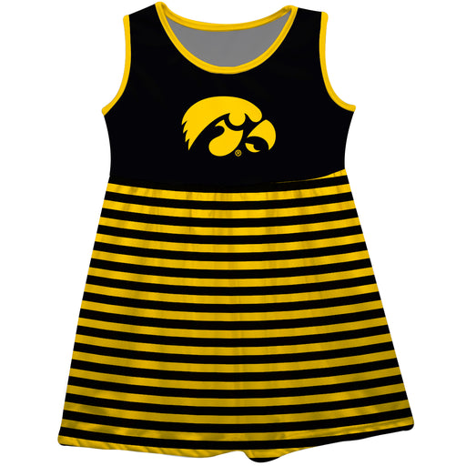Iowa Hawkeyes Vive La Fete Girls Game Day Sleeveless Tank Dress Solid Gold Logo Stripes on Skirt