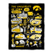 Iowa Hawkeyes Black Hand Sketched Vive La Fete Impressions Artwork Plush Soft Minky Blanket 36 x 48