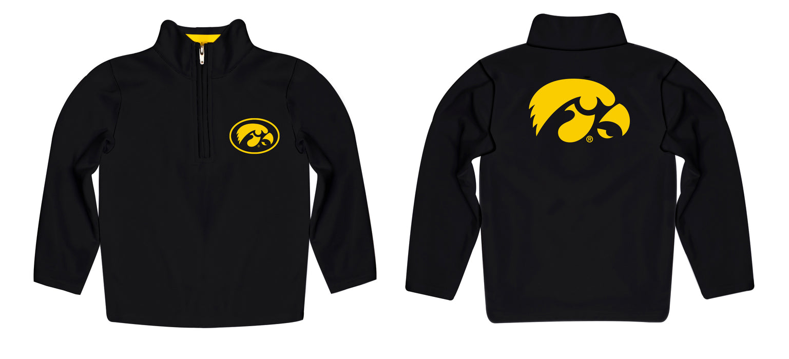 Iowa Hawkeyes Vive La Fete Game Day Solid Black Quarter Zip Pullover Sleeves - Vive La Fête - Online Apparel Store