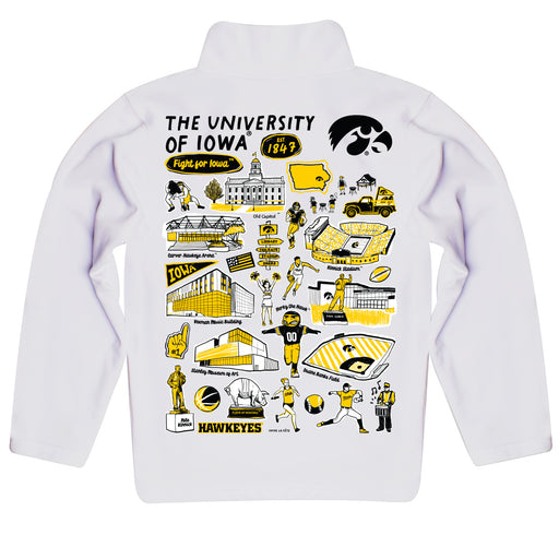 Iowa Hawkeyes Hand Sketched Vive La Fete Impressions Artwork White Boys Quarter Zip Pullover V1 - Vive La Fête - Online Apparel Store