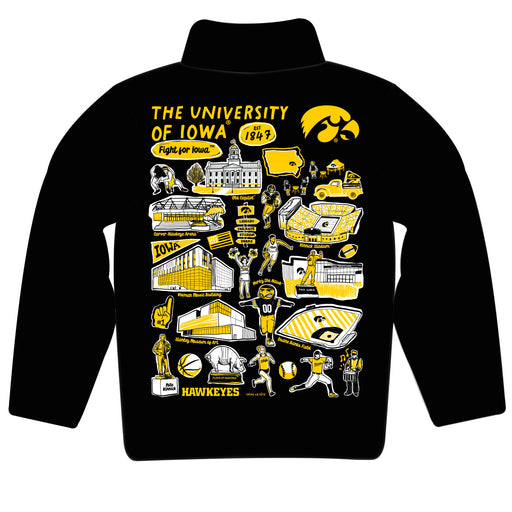 Iowa Hawkeyes Hand Sketched Vive La Fete Impressions Artwork  Black Boys Quarter Zip Pullover V1 - Vive La Fête - Online Apparel Store