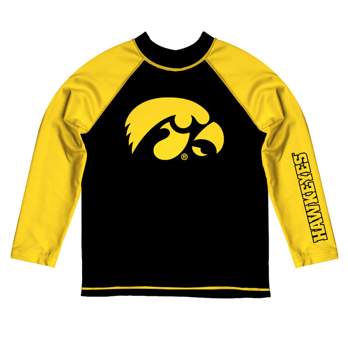 Iowa Hawkeyes Vive La Fete Logo Black Long Sleeve Raglan Rashguard