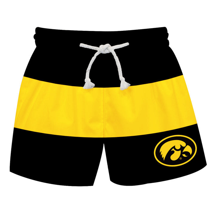 Iowa Hawkeyes Vive La Fete Gold Stripes Swimtrunks V1