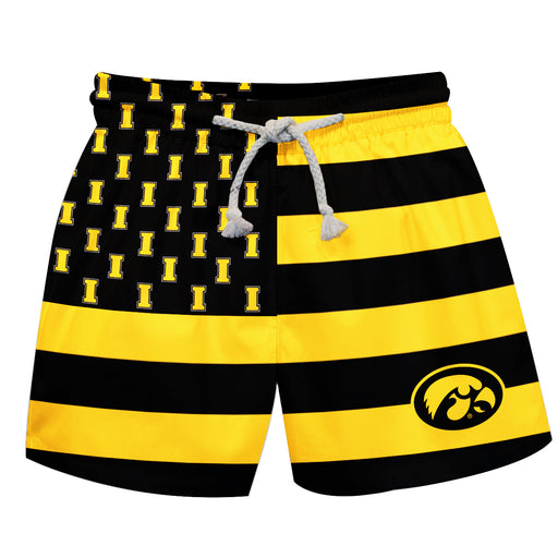 Iowa Hawkeyes Vive La Fete Game Day Gold Flag Swimtrunks V1