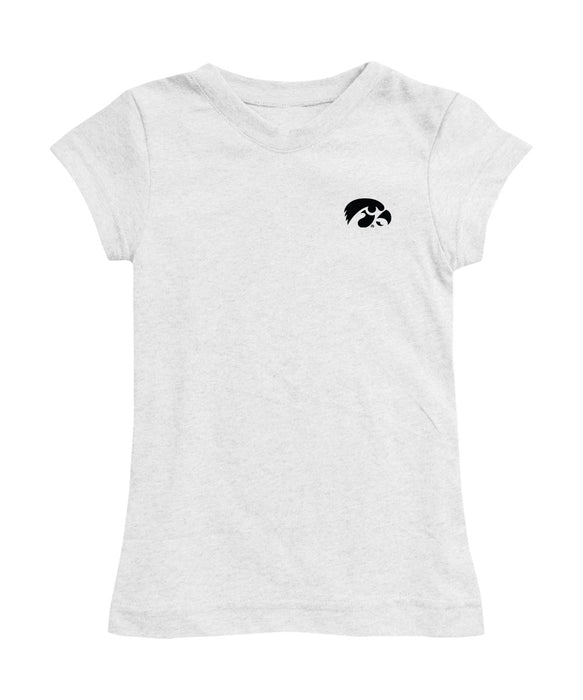 Iowa Hawkeyes Hand Sketched Vive La Fete Impressions Artwork White Girls Cotton Short Sleeve Tee