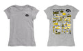 Iowa Hawkeyes Hand Sketched Vive La Fete Impressions Artwork Grey Girls Cotton Short Sleeve Tee - Vive La Fête - Online Apparel Store