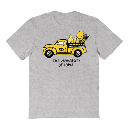 Iowa Hawkeyes Hand Sketched Vive La Fete Impressions Truck Kids Grey Cotton T-shirt