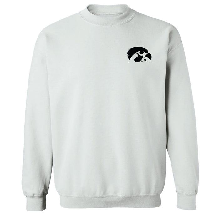 Iowa Hawkeyes Hand Sketched Vive La Fete Impressions Artwork White Crew Neck Sweatshirt for Women