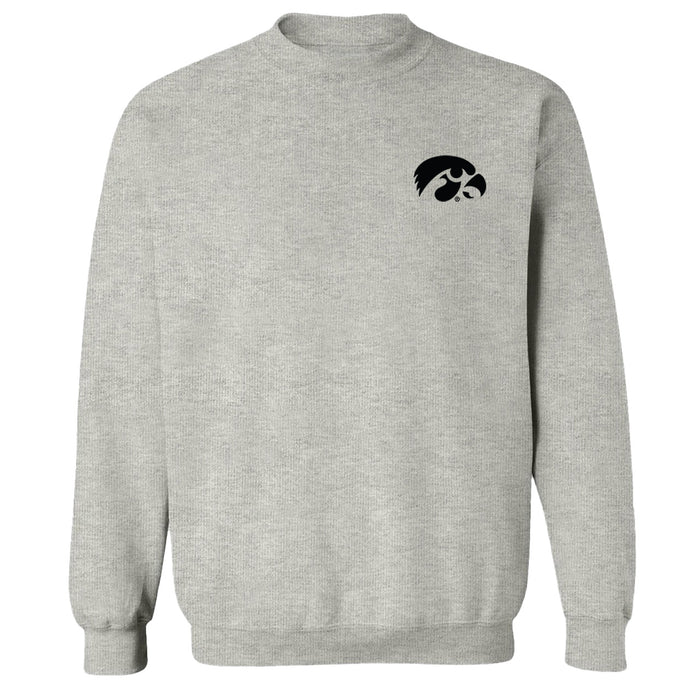 Iowa Hawkeyes Hand Sketched Vive La Fete Impressions Artwork Gray Crew Neck Sweatshirt for Women