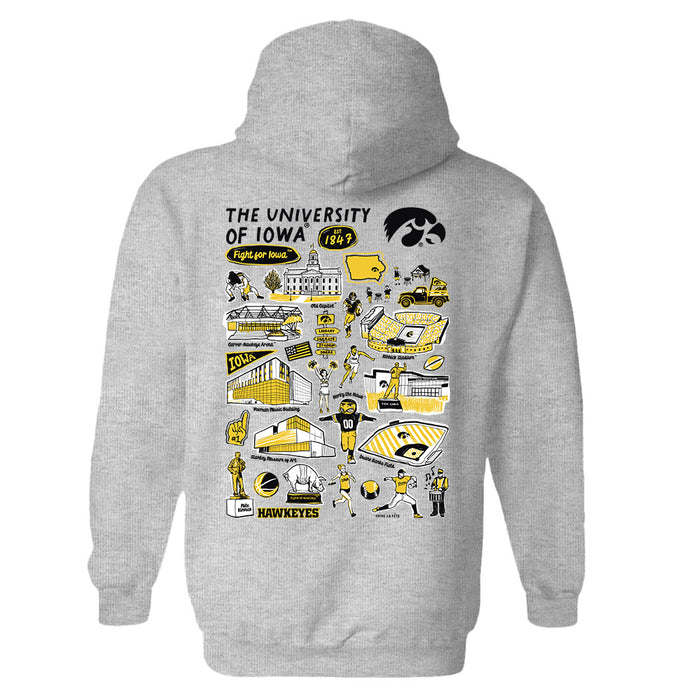 Iowa Hawkeyes Hand Sketched Artwork Cotton Fleece Women Hoodie - Vive La Fête - Online Apparel Store