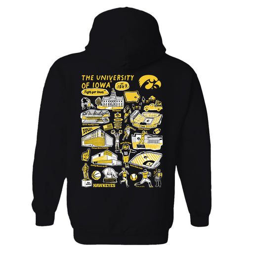 Iowa Hawkeyes Hand Sketched Artwork Cotton Fleece Women Hoodie - Vive La Fête - Online Apparel Store