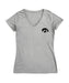 Iowa Hawkeyes Hand Sketched Vive La Fete Impressions Artwork Grey Women Cotton Short Sleeve V-Neck Tshirt