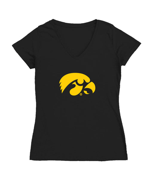 Iowa Hawkeyes Women's V-neck Fitted Cotton T-Shirt Black