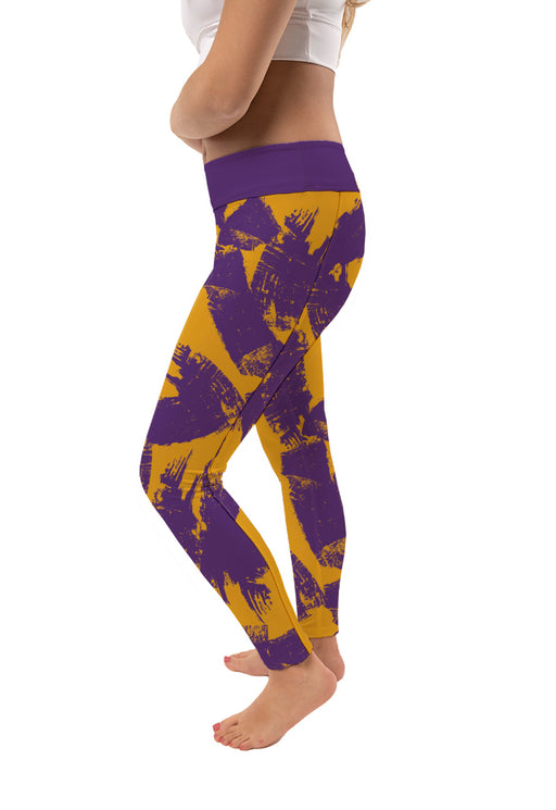 Northern Iowa Panthers Vive La Fete Paint Brush Logo on Waist Women Purple Yoga Leggings - Vive La Fête - Online Apparel Store