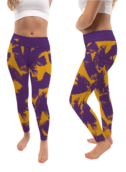 Northern Iowa Panthers Vive La Fete Paint Brush Logo on Waist Women Purple Yoga Leggings - Vive La Fête - Online Apparel Store