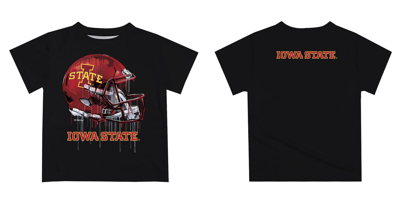 Iowa State Cyclones ISU Original Dripping Football Helmet Black T-Shirt by Vive La Fete - Vive La Fête - Online Apparel Store
