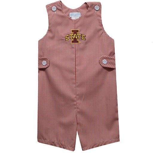 Iowa State Cyclones ISU Embroidered Maroon Gingham Boys Jon Jon