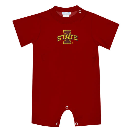 Iowa State Cyclones ISU Embroidered Red Knit Short Sleeve Boys Romper
