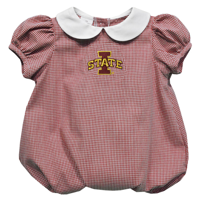 Iowa State Cyclones ISU Embroidered Red Girls Baby Bubble Short Sleeve