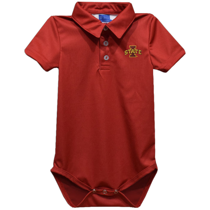 Iowa State Cyclones ISU Embroidered Red Solid Knit Boys Polo Bodysuit - Vive La Fête - Online Apparel Store