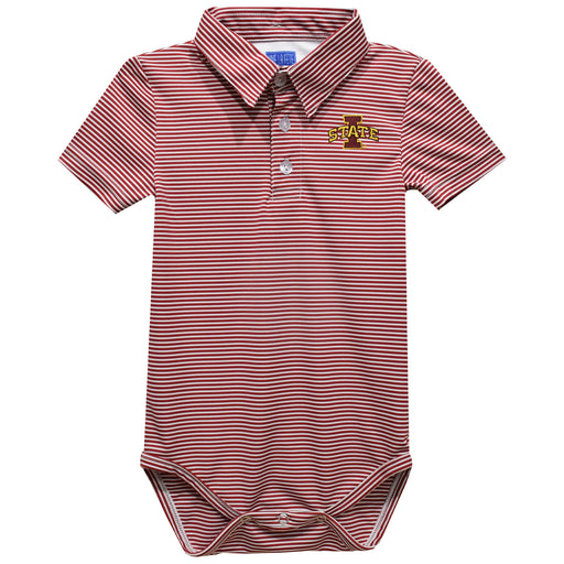Iowa State Cyclones ISU Embroidered Red Stripe Knit Boys Polo Bodysuit - Vive La Fête - Online Apparel Store