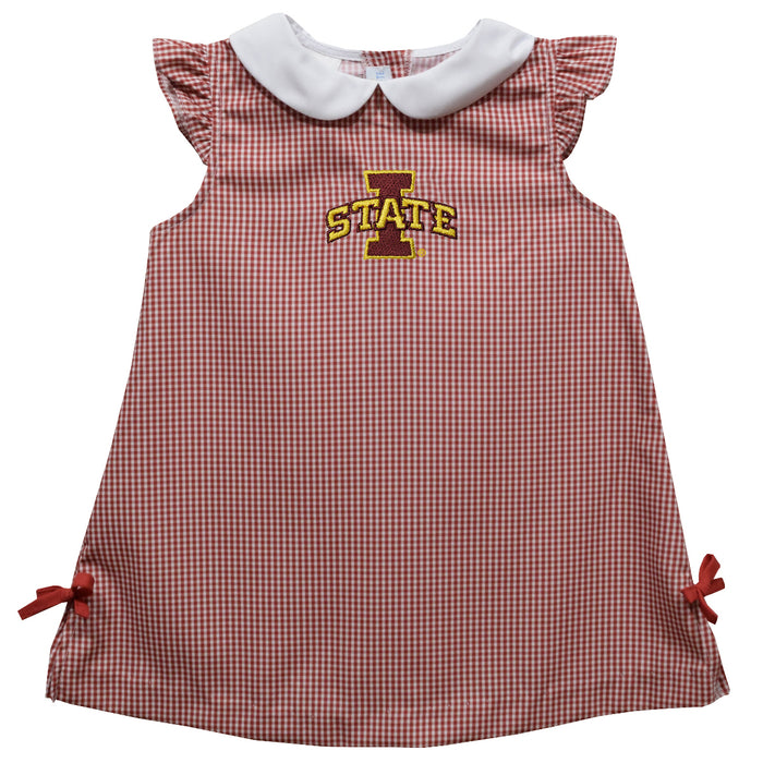 Iowa State Cyclones ISU Embroidered Maroon Gingham A Line Dress