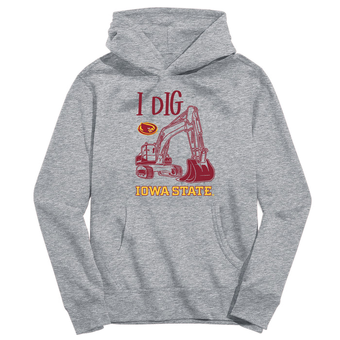 Iowa State Cyclones ISU Excavator Heather Grey Cotton Youth Hoodie