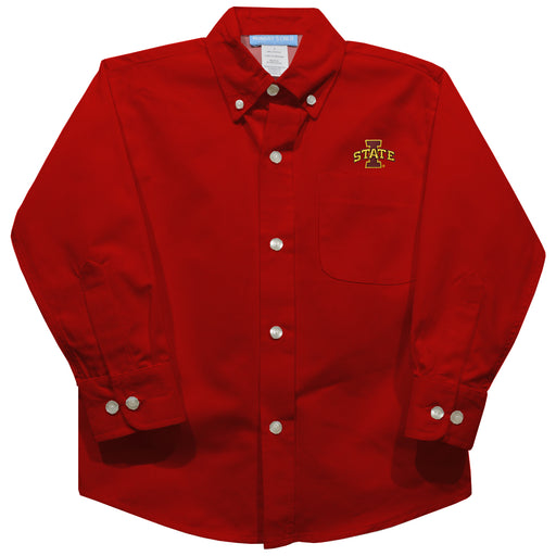 Winthrop University Eagles Embroidered Red Solid Button Down Long Sleeve Shirt