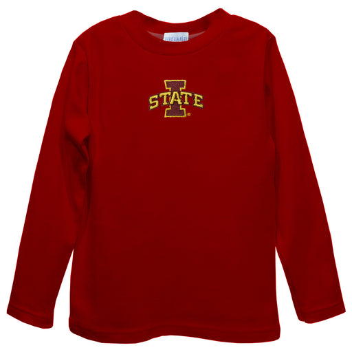 Iowa State Cyclones ISU Embroidered Red knit Long Sleeve Boys Tee Shirt