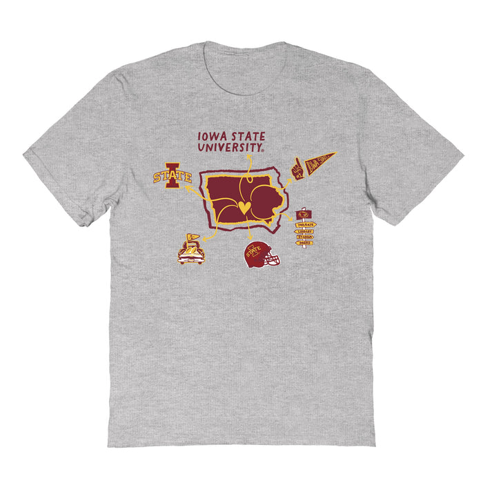 Iowa State Cyclones ISU Hand Sketched Vive La Fete Impressions Icones Kids Grey T-shirt