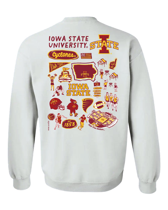 Iowa State Cyclones ISU Hand Sketched Vive La Fete Impressions Artwork Red Crew Neck Sweatshirt for Women - Vive La Fête - Online Apparel Store