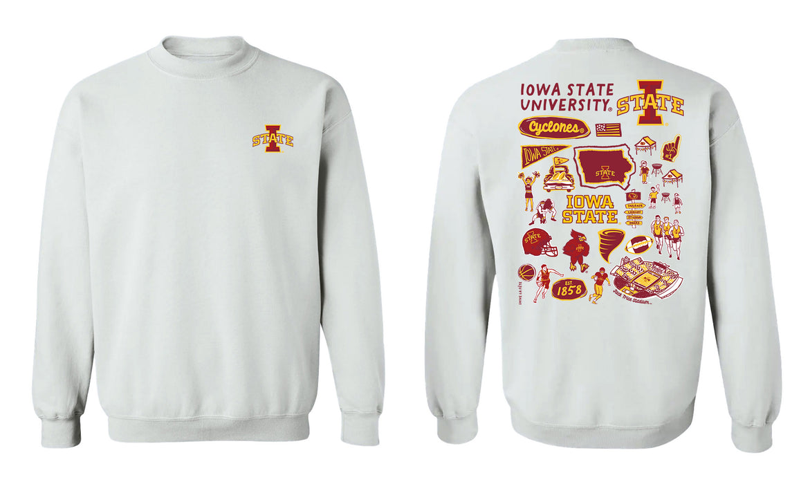 Iowa State Cyclones ISU Hand Sketched Vive La Fete Impressions Artwork Red Crew Neck Sweatshirt for Women - Vive La Fête - Online Apparel Store