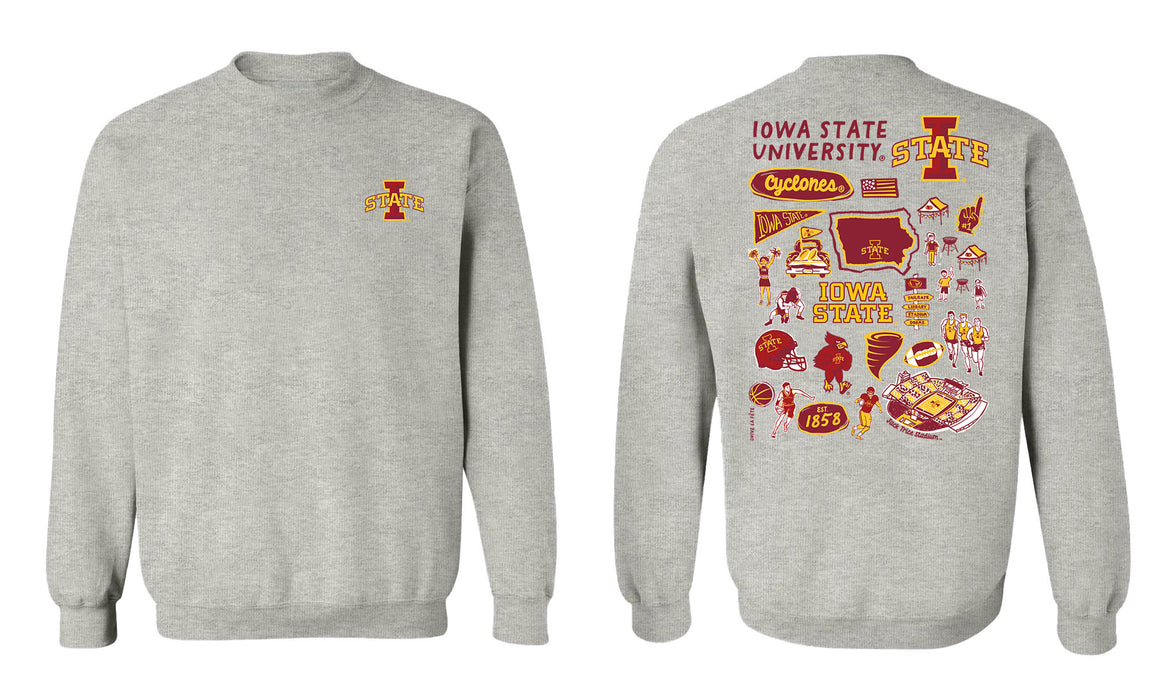 Iowa State Cyclones ISU Hand Sketched Vive La Fete Impressions Artwork Red Crew Neck Sweatshirt for Women - Vive La Fête - Online Apparel Store