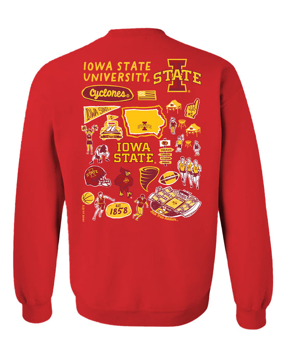 Iowa State Cyclones ISU Hand Sketched Vive La Fete Impressions Artwork Red Crew Neck Sweatshirt for Women - Vive La Fête - Online Apparel Store