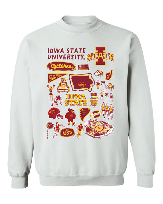 Iowa State Cyclones ISU Hand Sketched Vive La Fete Impressions White Cotton Crewneck Sweatshirt for Women