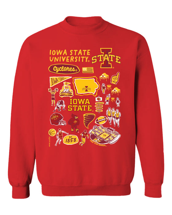 Iowa State Cyclones ISU Vive La Fete Impressions Red Cotton Crewneck Sweatshirt for Women