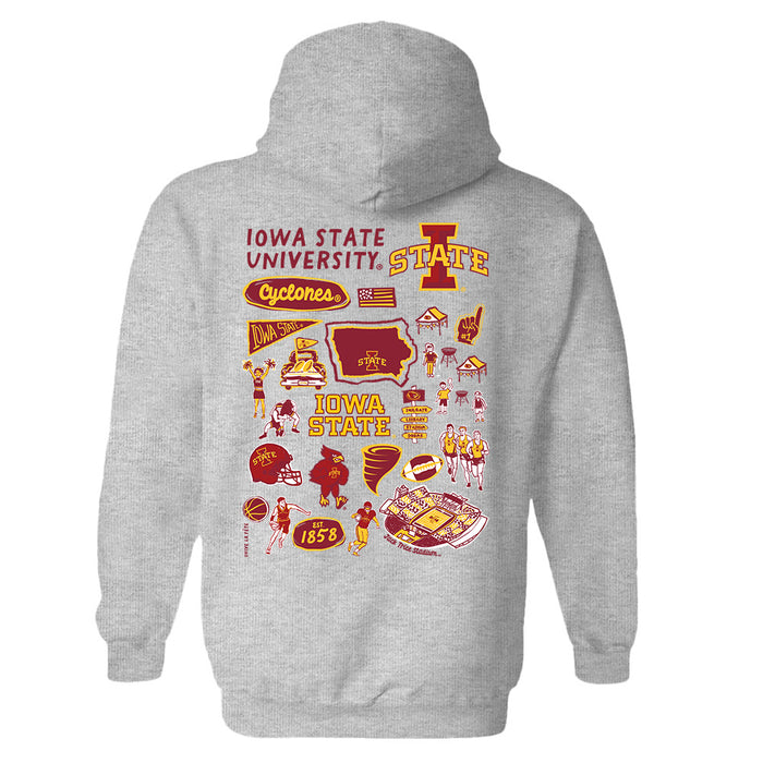 Iowa State Cyclones ISU Hand Sketched Vive La Fete Impressions Artwork Red Cotton Fleece Long Sleeve Hoodie - Vive La Fête - Online Apparel Store
