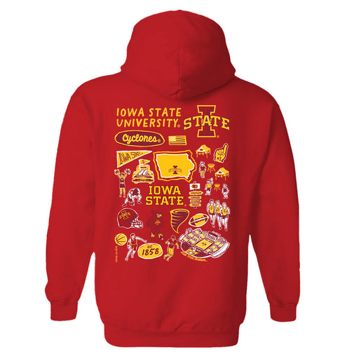 Iowa State Cyclones ISU Hand Sketched Vive La Fete Impressions Artwork Red Cotton Fleece Long Sleeve Hoodie - Vive La Fête - Online Apparel Store