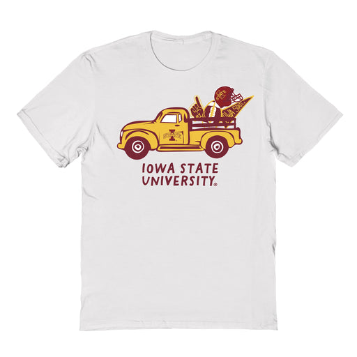 Iowa State Cyclones ISU Hand Sketched Vive La Fete Impressions Truck White T-shirt for Women