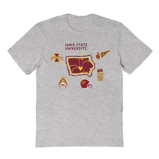 Iowa State Cyclones ISU Hand Sketched Vive La Fete Impressions Icones Grey T-shirt for Women