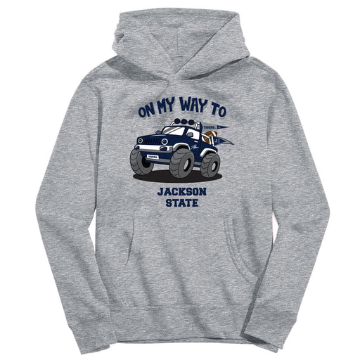 Jackson State University Tigers On My Way Monster Truck Heather Grey Cotton Youth Hoodie