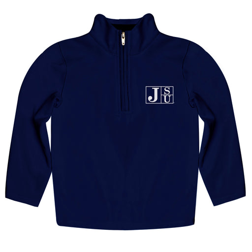 Jackson State University Tigers Vive La Fete Game Day Solid Blue Quarter Zip Pullover Sleeves
