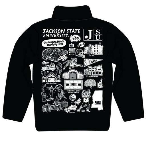 Jackson State University Tigers Hand Sketched Vive La Fete Impressions Artwork Black Boys Quarter Zip Pullover V1 - Vive La Fête - Online Apparel Store