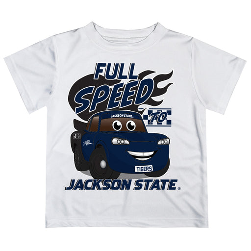 Jackson State University Tigers Vive La Fete Toy Racing Car Boys Game Day White Short Sleeve Tee