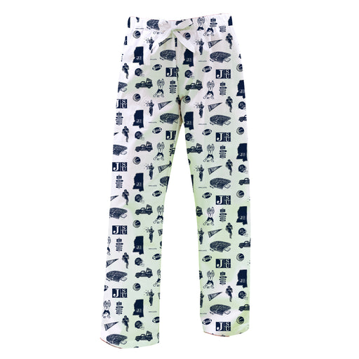 Jackson State University Tigers Repeat Print Hand Sketched Vive La Fete Impressions Artwork Womens  White  Lounge Pants